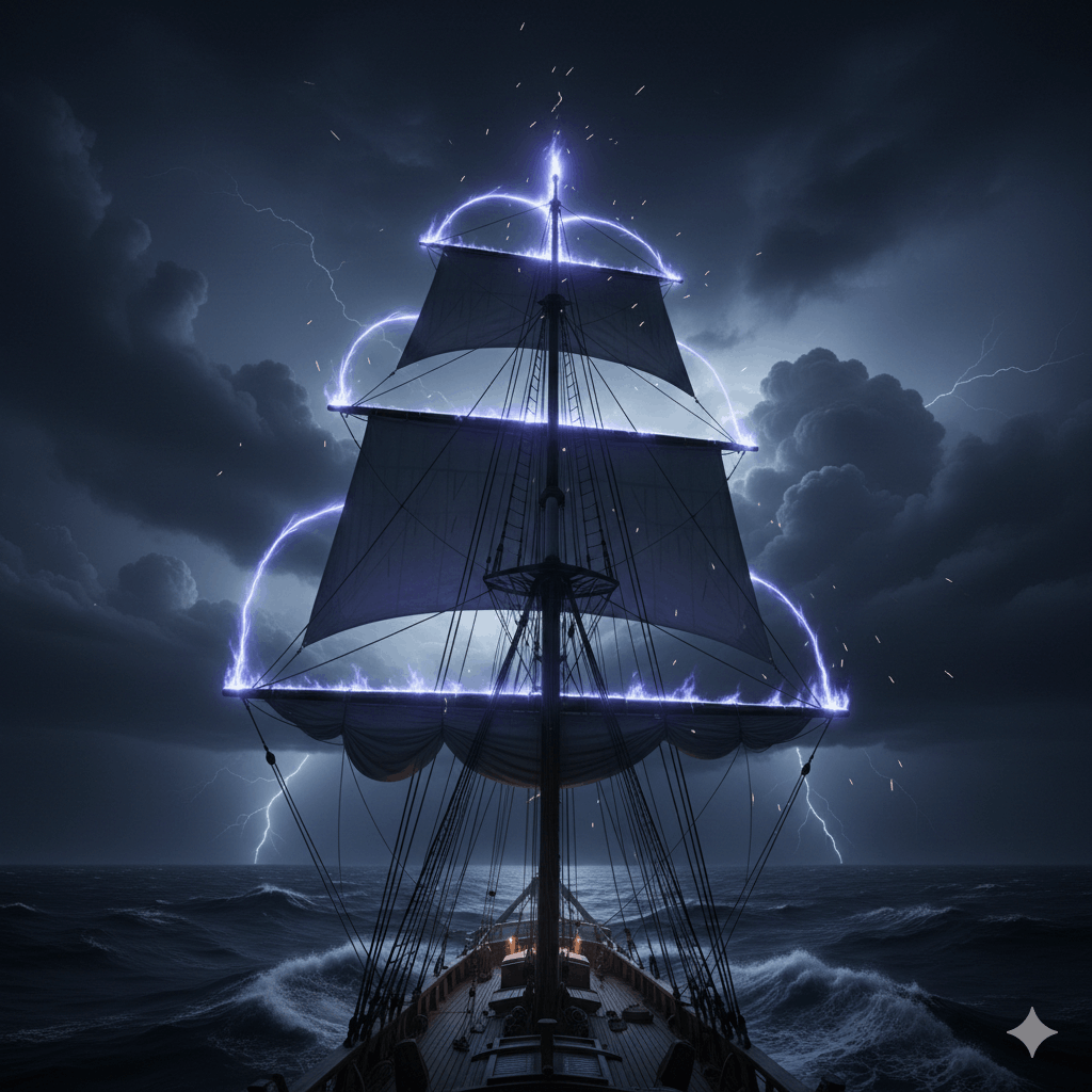 Nacht Blitze Meer St.-Elms-Feuer