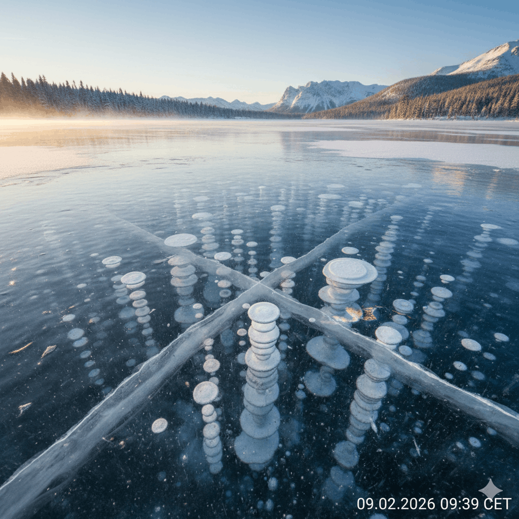 Wetterphänomen Gefrorene Methanblasen – Wenn Seen „brennen“ unter Eis