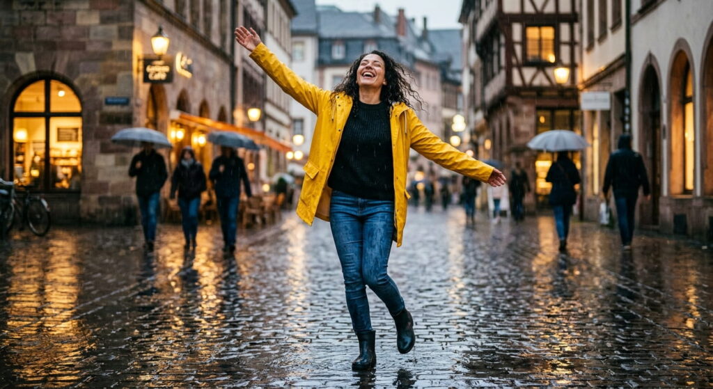 glückliche Frau im Regen wettersaeulen-in-europa.de Sidebar
